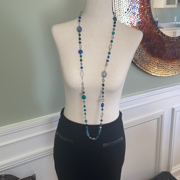 Whbm long blue and aqua necklace - Picture 2 of 4